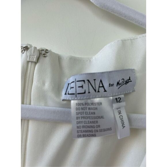 Mac Dugal V Neck Long Sleeve High Slit Gown White Women's Size 12 - Picture 7 of 8